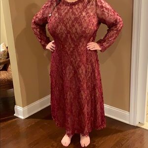 Tadashi Shoji BINX EMBROIDERY TEA-LENGTH DRESS